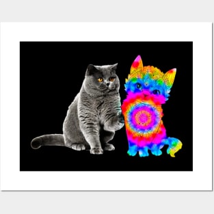 tie dye  pattern cat :different friends colorful Posters and Art